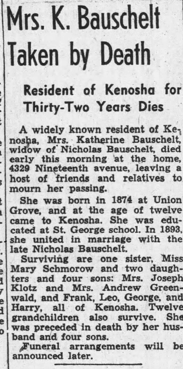 Obituary for K Bauscheli